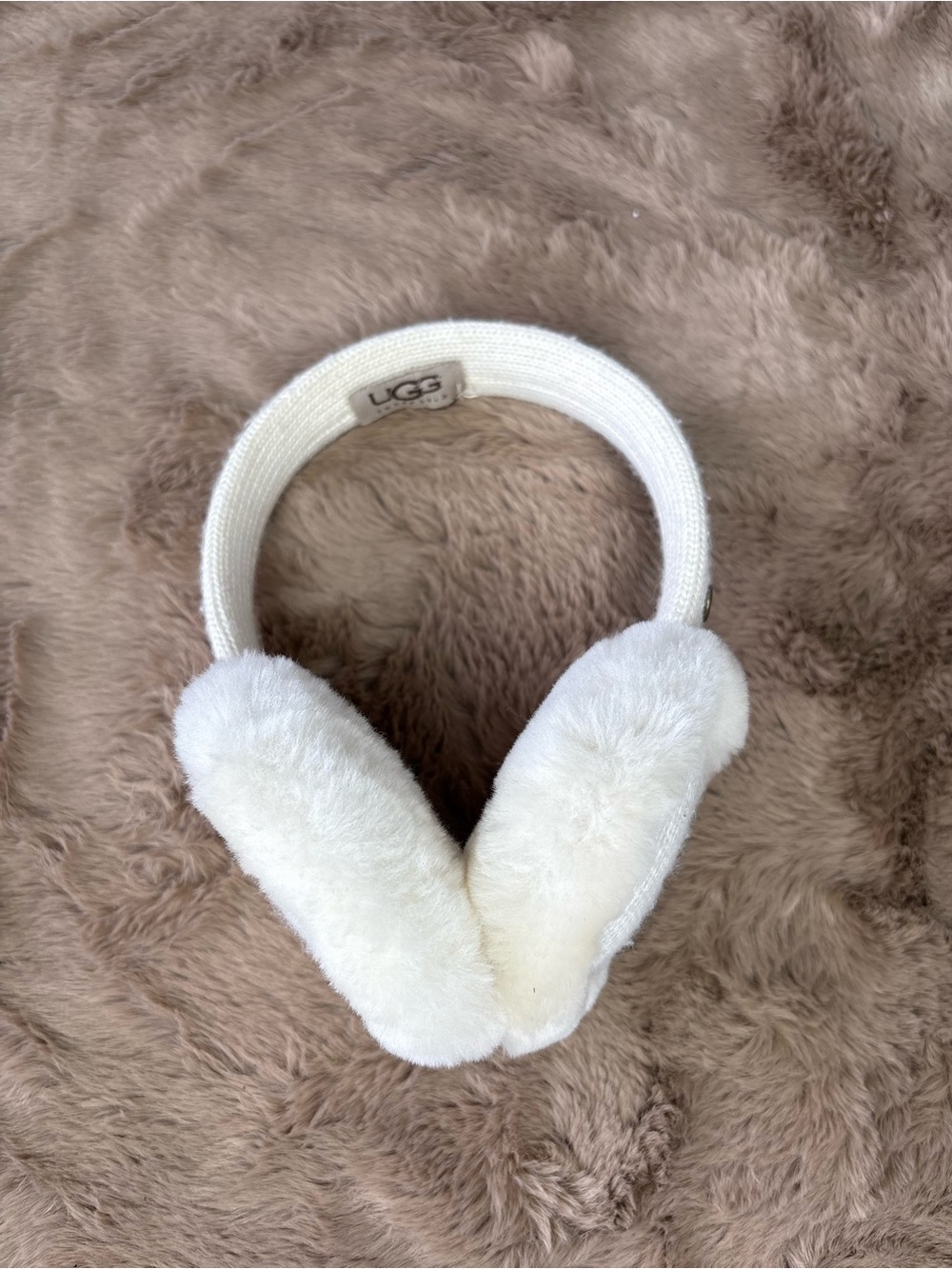 UGG White Plush On-Ear Headphones